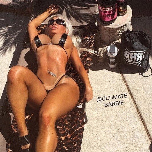 Huge Tittie Bimbo Bambi Barbie Latex Pearl Bikini - Super Model n PERFECT Jewel BODY - Bimb BUBBLE TITS sunbathes to the sky- SGB besttt gbb picture