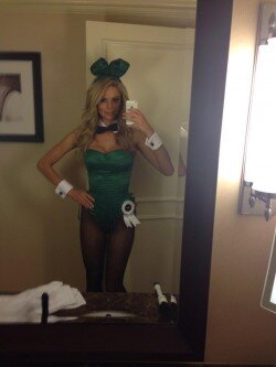 Beth Williams bunny suit selfy fully clothed picture