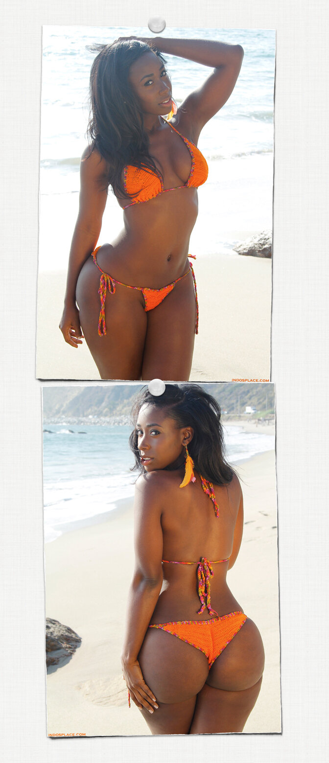 Bria Myles in sexy orange bikini picture