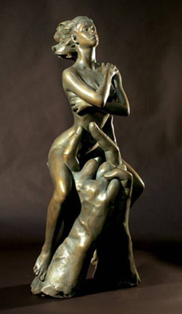 Bronze statue with hands picture