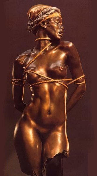Bronze statue tied up picture