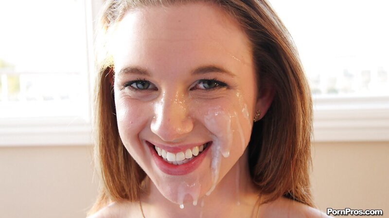 Brooke Wylde smiling with cum on her face after a job well done picture