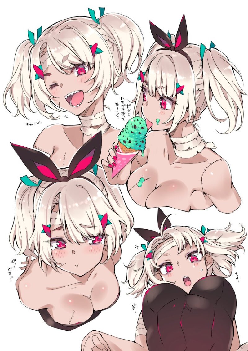 Hot white-haired hentai bunny babe picture