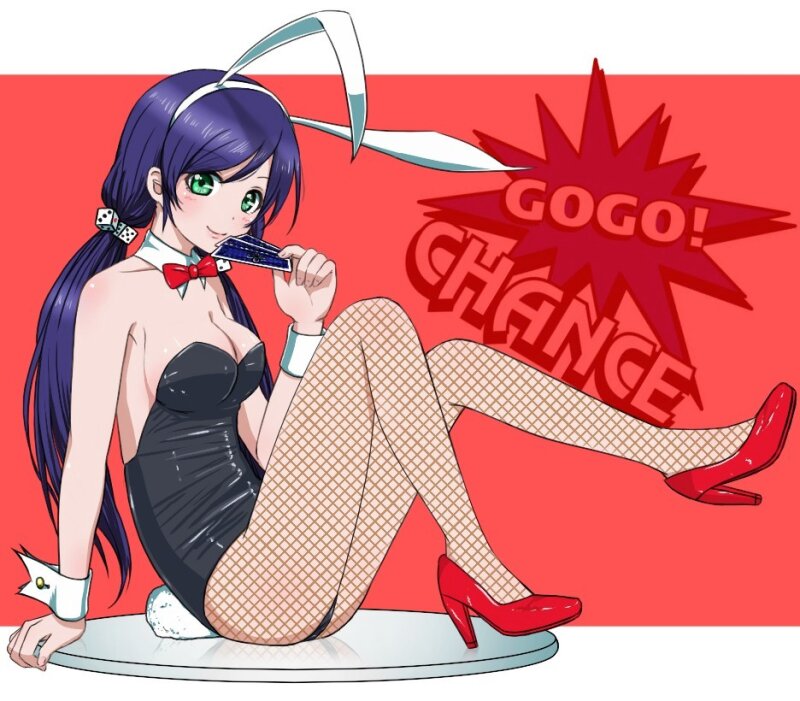 image anime love live! schol idol project toujou nozomi fishnet pantyhose giirl bunny uniform ears high heels picture