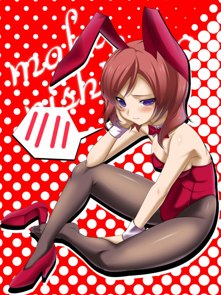 love live schol idol project nishikino maki black pantyhose feet nylon legs tights bunny costume high heels anime giirl picture