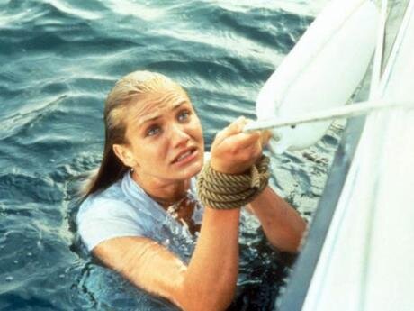 Cameron Diaz - Head Above Water - tied off side of boat picture