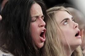 Michelle Rodriguez practicing her fucking face while Cara watches basketball picture