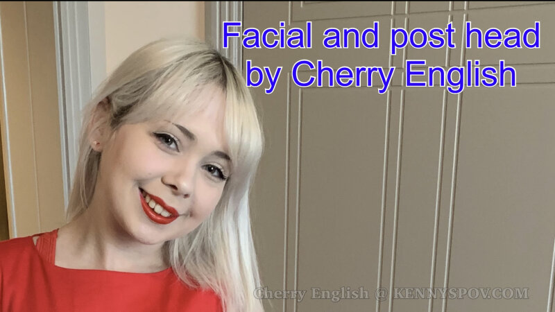 British honey Cherry English takes a facial and gives post cum blowjob picture