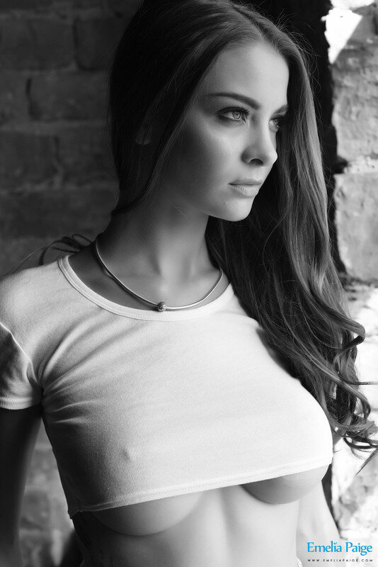 Emelia Paige in black and white crop picture