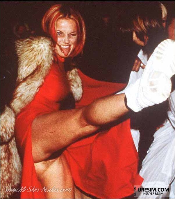 Spice Girl Geri Halliwell in a red dress upskirt photo picture