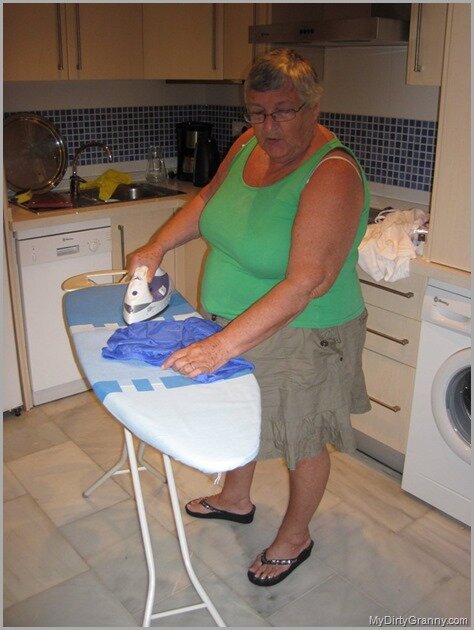 Fat Grandma , Grandma Libby , Ironing and Stripping in the Kitchen … picture