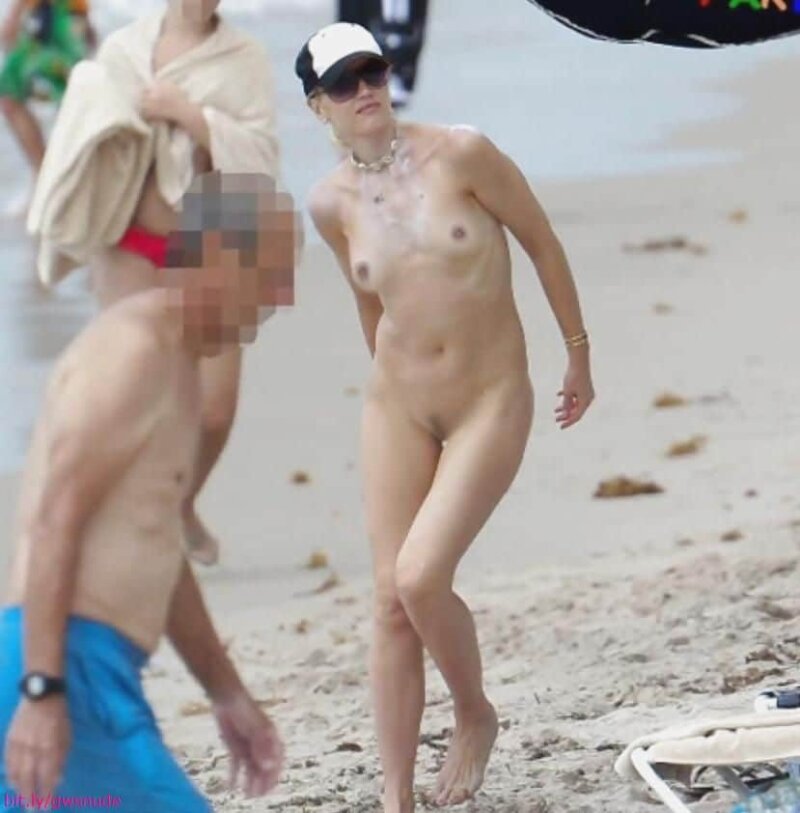 Gwen Stefani nude on a public beach. picture