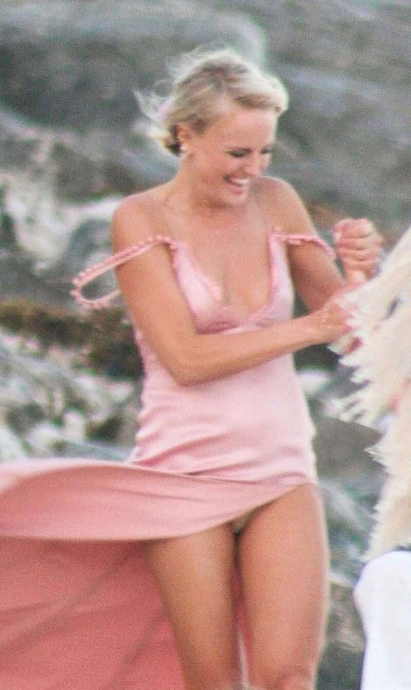 Malin Akerman Pink Pantie Upskirt at her Wedding picture