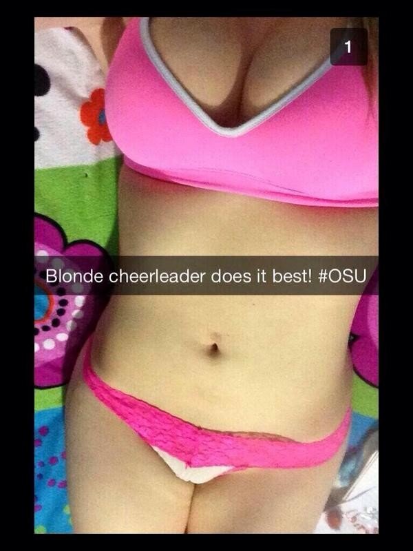 Oklahoma State university blonde cheerleader underwear picture