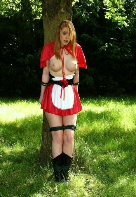 Little red riding hood tied up by the big bad wolf picture