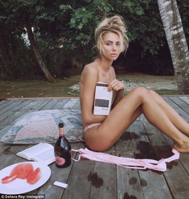 Flashing the flesh: Australian model Sahara Ray left very little to the imagination on Sunday as she shared this topless snap on Instagram  picture