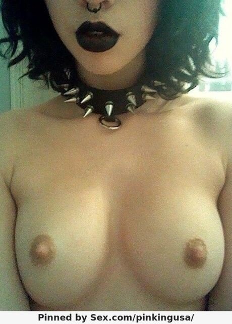 Goth teen with choker picture