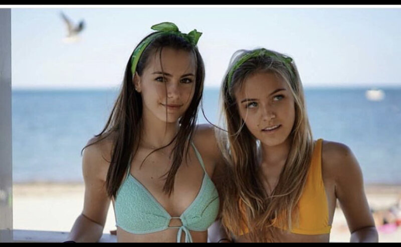 Tommi Rose and hot brunette teen friend in bikinis picture
