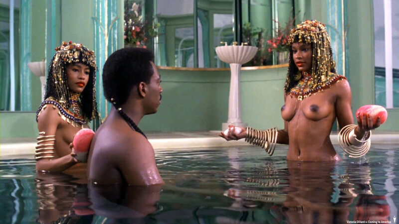 Black actress Victoria Dillard topless in Coming To America picture