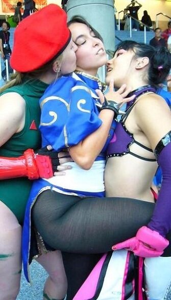 Stunning lesbian homemade in amazing threesome costume picture picture