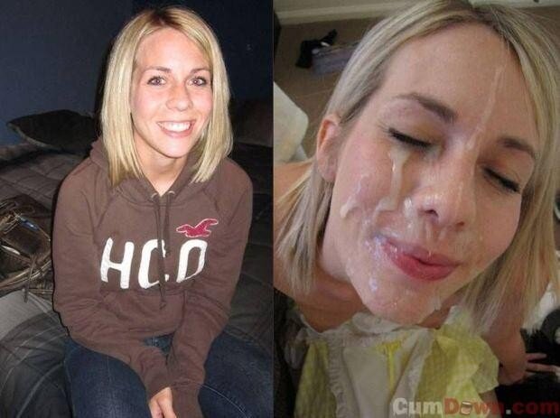 Blonde girlfriend before after cumshot picture