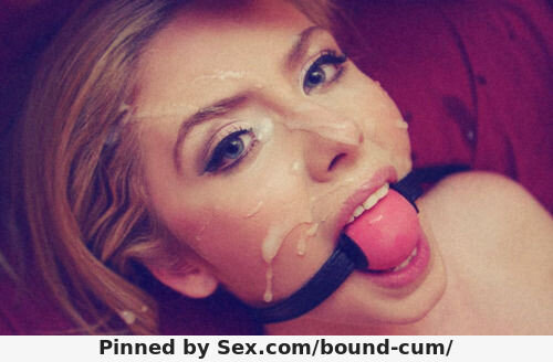 Ball gag cumshot picture