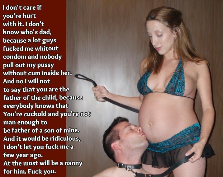 "I don't care, fuck you". Cuckold it's no dad, it's just a nanny for wife's baby. picture