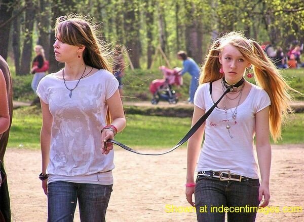 Submissive lesbian on a leash picture