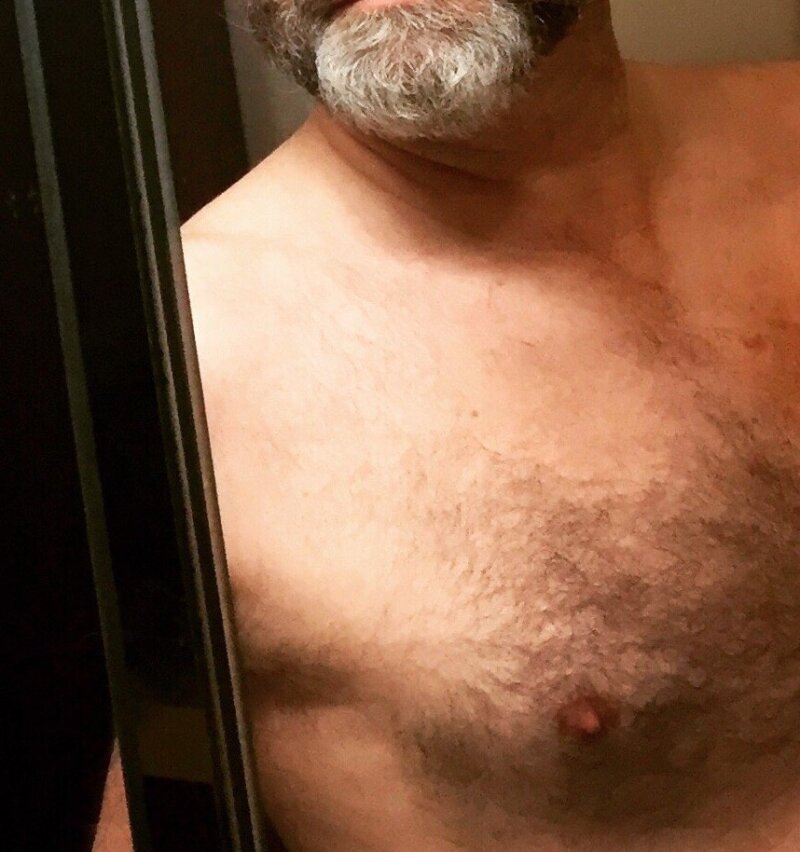 Hairy muscle bear bottom with a thick cock. picture