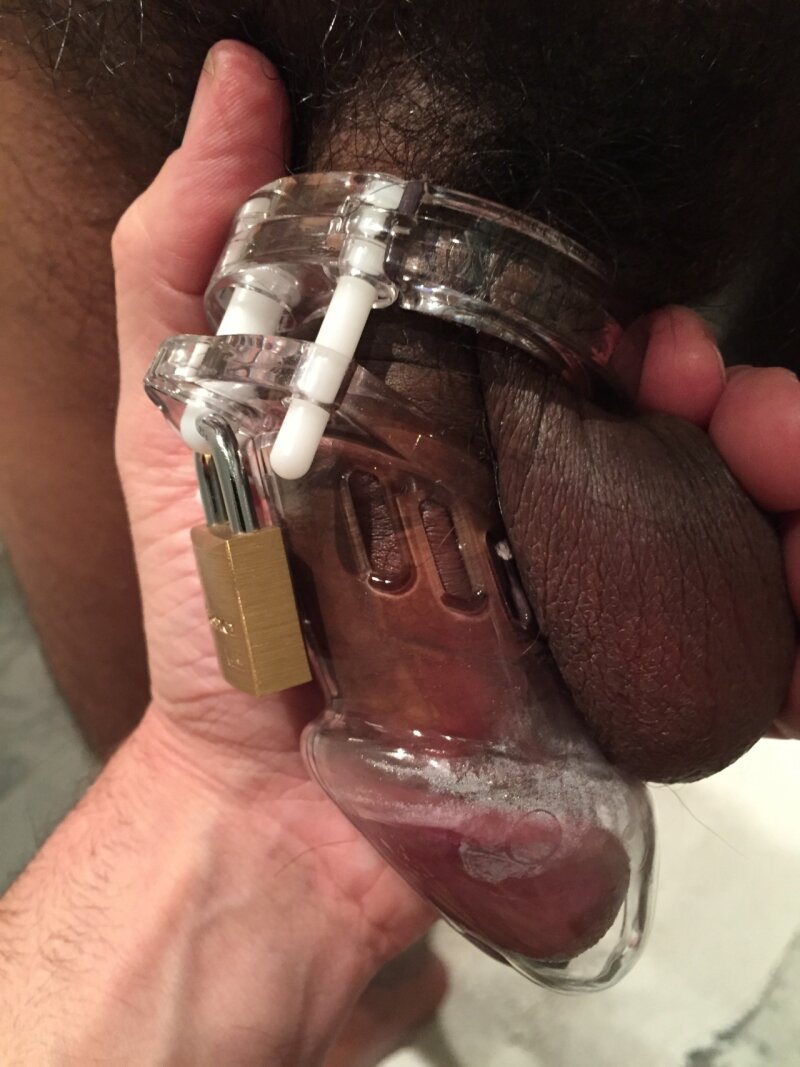 Wow!! I am used to seeing small dick white boys in chastity. But here is a small black caged cock. picture