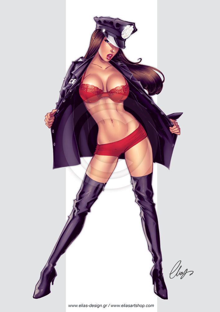赤いランジェリーを着た巨乳の警察の可愛い人 picture