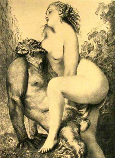 Mihaly Zichy tarafından Nymph ve Satyr picture