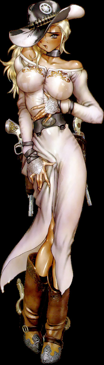 腰带Blonde_hair boots乳房领子牛仔靴牛仔帽帽子全身枪帽子highres juliona_trans juriona_trans哺乳期big_breasts long_hair long_image乳头open_mouth pussy_juice shirou_masamune单人马刺tall_image transparent_backgro picture