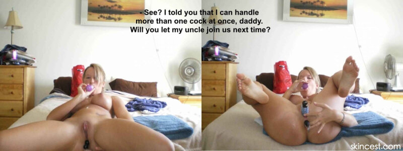 放荡的金发女儿为她父亲的公鸡传播 picture